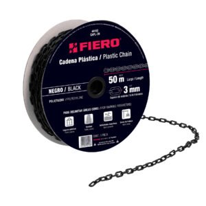 Metro de cadena de 3 mm de plástico negra carrete de 50 m 44160