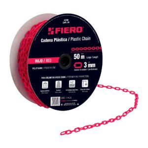 Metro de cadena de 3 mm de plástico roja carrete de 50 m 44166