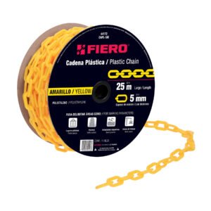 Metro de cadena de 5 mm de plástico amarilla carrete de 25m 44172