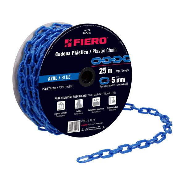 Metro de cadena de 5 mm de plástico azul carrete de 25 m 44173