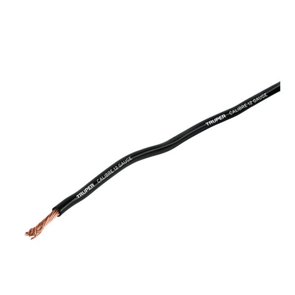Carrete con 3.5 m de cable primario negro calibre 12 Truper 101115
