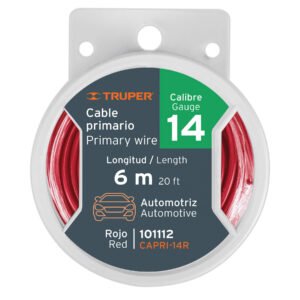 CAPRI-14R.jpg Carrete con 6 m de cable primario rojo calibre 14 Truper 101112