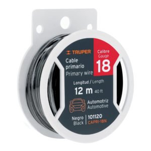 CAPRI-18N.jpg Carrete con 12 m de cable primario negro calibre 18 Truper 101120