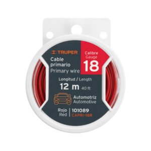 CAPRI-18R.jpg Carrete con 12 m de cable primario rojo calibre 18 Truper 101089