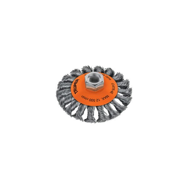 Carda tipo cónico 4 alambre trenzado eje 5/8-11 Truper 14190