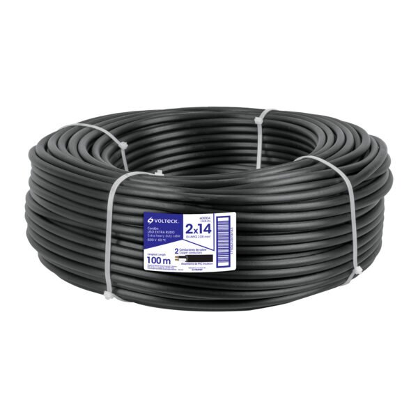 Metro de cable uso extra rudo 2 x 14 AWG en rollo de 100 m 40004