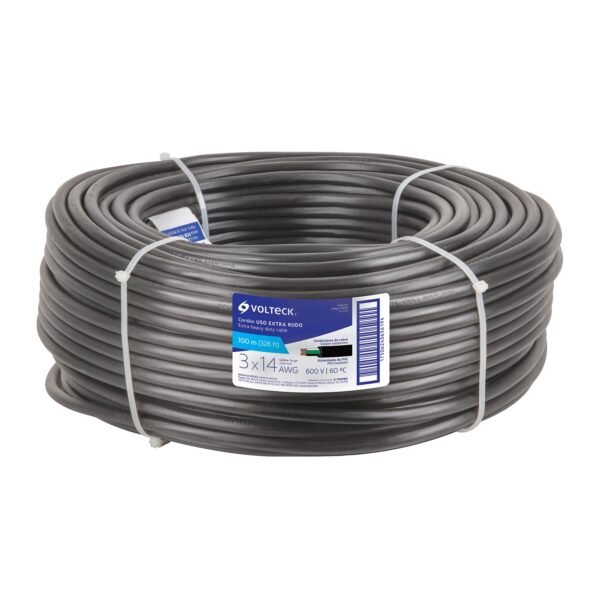 Metro de cable uso extra rudo 3 x 14 AWG en rollo de 100 m 40007