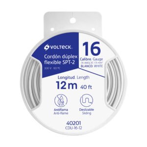 CDU-16-12.jpg Carrete con 12 m cordón dúplex flexible SPT 16 AWG Volteck 40201