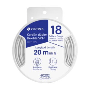 CDU-18-20.jpg Carrete con 20 m cordón dúplex flexible SPT 18 AWG Volteck 40202