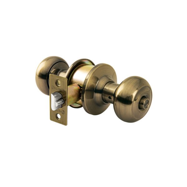 Cerradura tipo oval para recámara latón antiguo HERMEX 43455