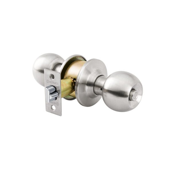 Cerradura tipo esfera para recámara cromo mate HERMEX 43464