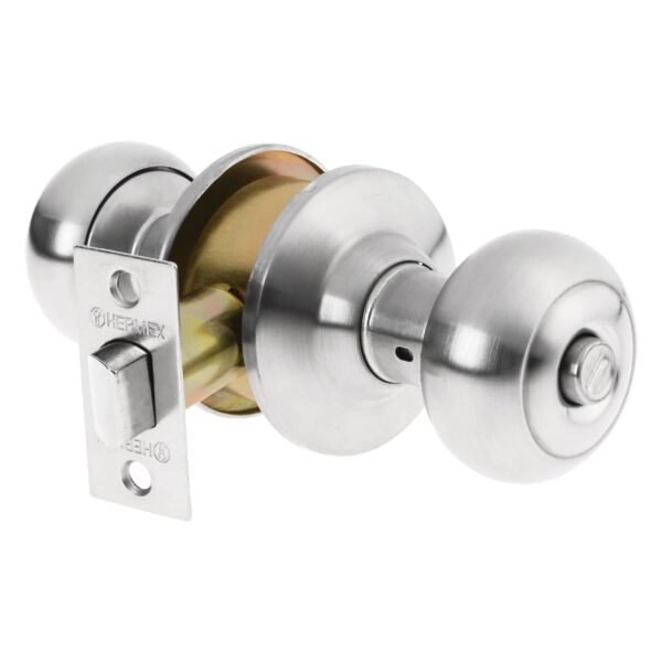 Cerradura tipo oval para baño cromo mate HERMEX 43450