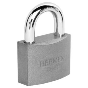 CH-63.jpg Candado de hierro 63 mm gancho corto en caja HERMEX 43801