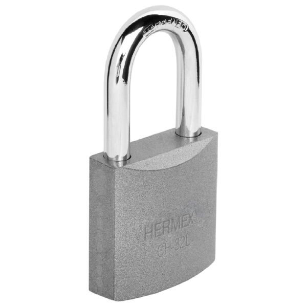 Candado de hierro 32 mm gancho largo en blíster HERMEX 43794