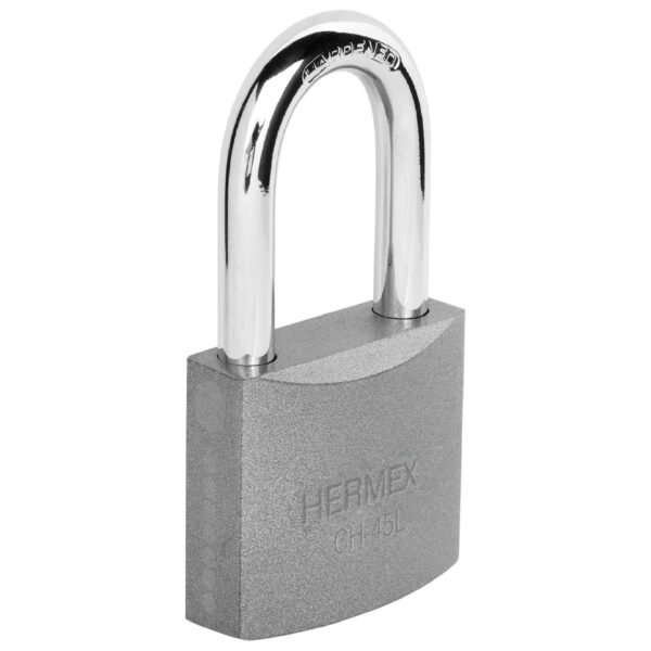 Candado de hierro 45 mm gancho largo en blíster HERMEX 43327