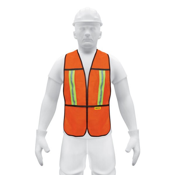 Chaleco de seguridad con cintas reflejantes naranja Pretul 21025