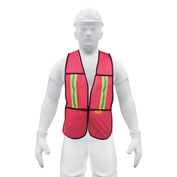 Chaleco de seguridad con cintas reflejantes rojo Pretul 21028