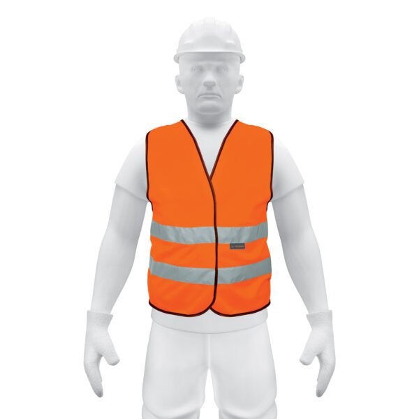 Chaleco de seguridad naranja con cintas de alta visibilidad 14426