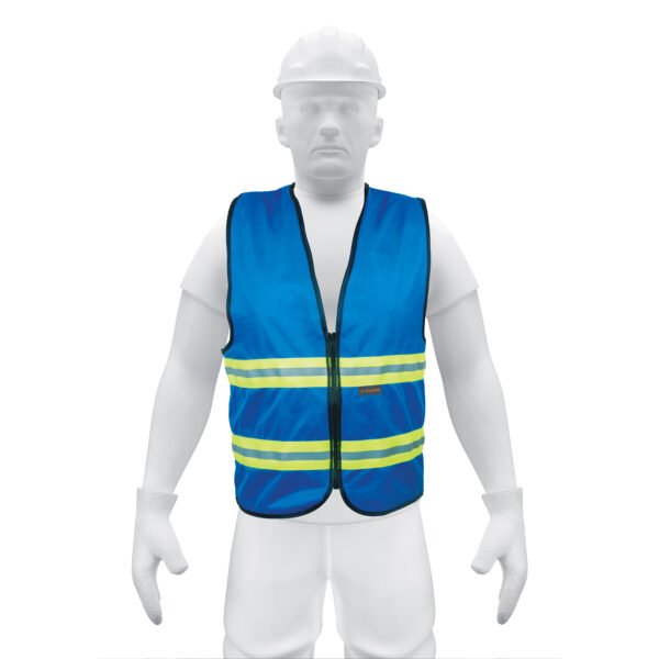 Chaleco de seguridad azul alta visibilidad con cierre 15416