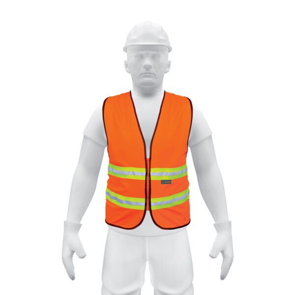 Chaleco de seguridad naranja alta visibilidad con cierre 13473
