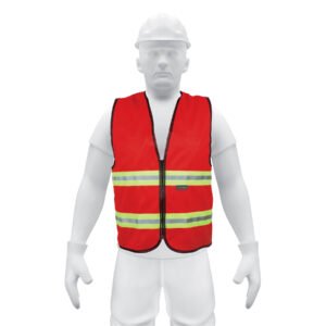 Chaleco de seguridad rojo alta visibilidad con cierre 15417