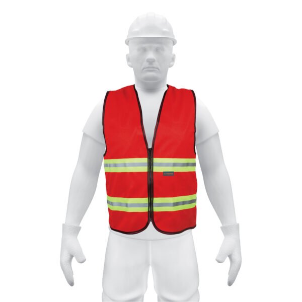 Chaleco de seguridad rojo alta visibilidad con cierre 15417
