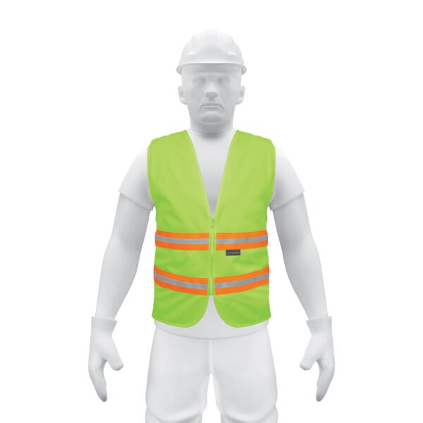 Chaleco de seguridad verde alta visibilidad con cierre 13474