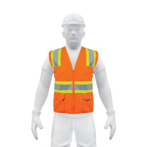 Chaleco de seguridad naranja max visibilidad y 6 bolsas 13475