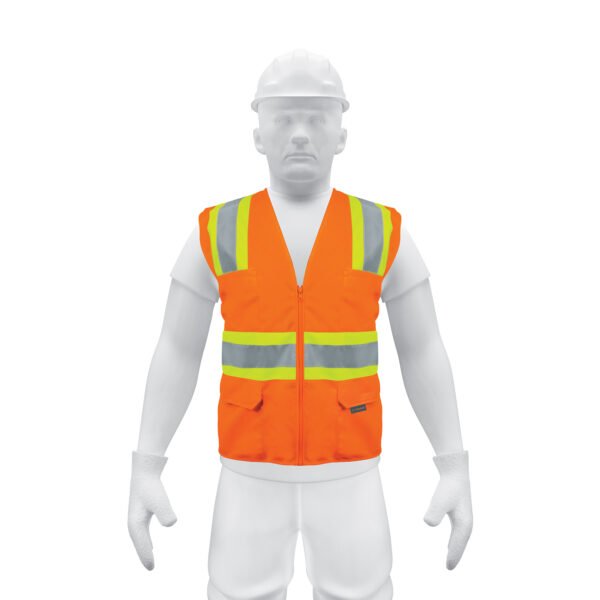 Chaleco de seguridad naranja max visibilidad y 6 bolsas 13475