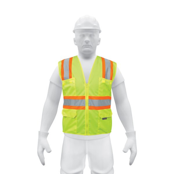 Chaleco de seguridad verde max visibilidad y 6 bolsas 13476