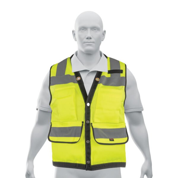 Chaleco seguridad reforzado verde con bolsas M Expert 13482