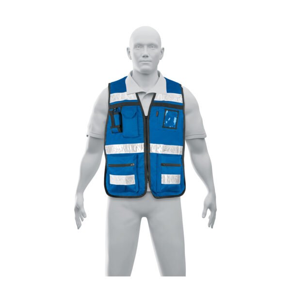 Chaleco brigadista con cintas reflejantes color azul rey 14670