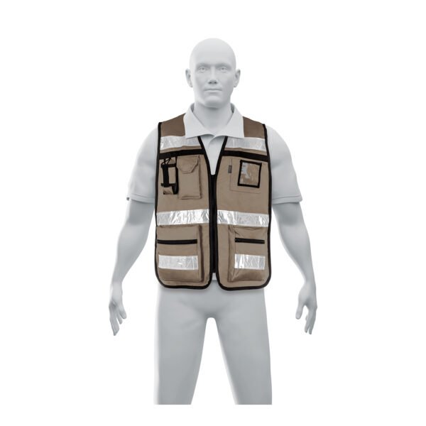 Chaleco brigadista con cintas reflejantes color beige 14668