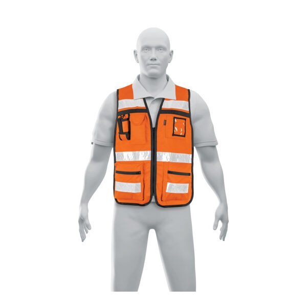 Chaleco brigadista con cintas reflejantes color naranja 14669