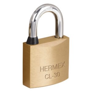 Candado de latón 30 mm gancho corto en blíster HERMEX 43427