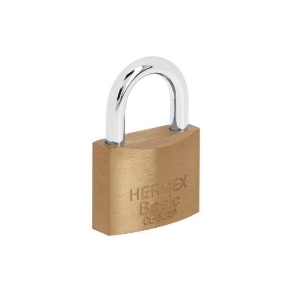 Candado de latón 50 mm llave tetra en blíster HERMEX BASIC 23511
