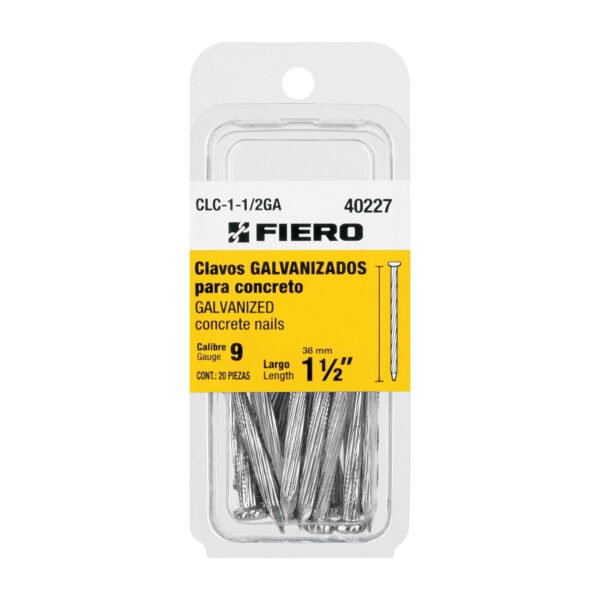 Blíster con 20 clavos galvanizados p/concreto 1-1/2 Fiero 40227