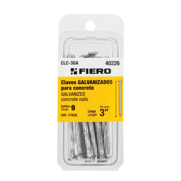 Blíster con 12 clavos galvanizados para concreto 3 Fiero 40226
