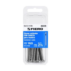 CLE-2-1-2A.jpg Blíster con 20 clavos estándar 2-1/2 con cabeza Fiero 40228