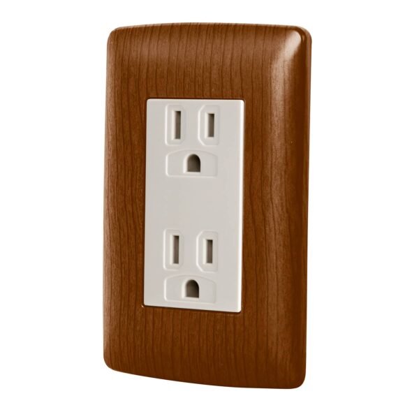 Contacto dúplex aterrizado color madera línea Italiana  49809