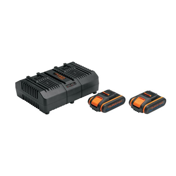 Combo cargador dual con 2 baterías de 2Ah 20V TRUPER PRO 103377