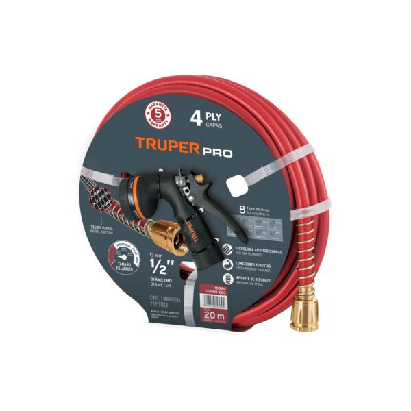 Combo manguera MAN-20X1/2X y pistola de riego PR-208 Truper 10864