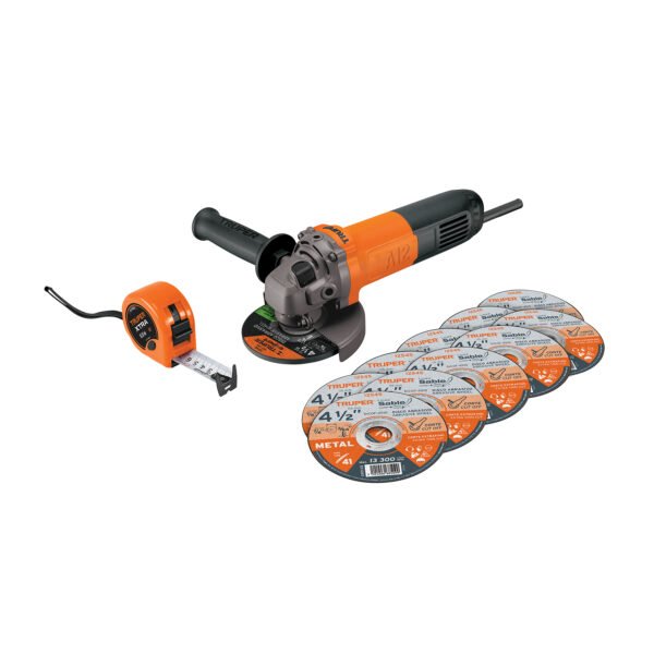 Combo esmeriladora 4-1/2 700W discos y flexómetro PRO 101526