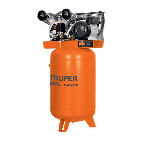 Compresor lubricado de banda 120L 4HP vert 220V TRUPER 19358
