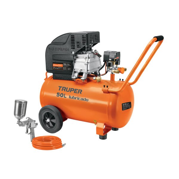 Kit Compresor lub 50L manguera y pistola grav127V TRUPER 16095
