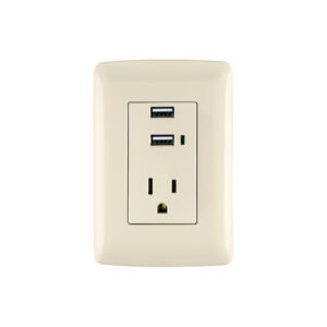 Contacto aterrizado + 2 puertos USB marfil línea Italiana 48064