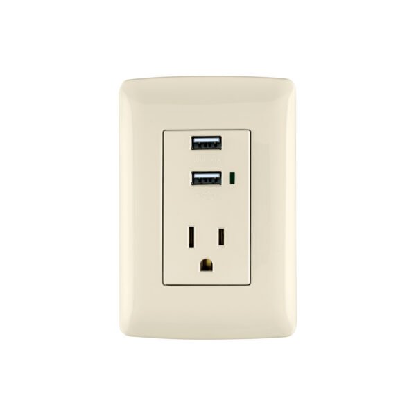 Contacto aterrizado + 2 puertos USB marfil línea Italiana 48064