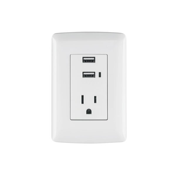 Contacto aterrizado + 2 puertos USB blanco línea Italiana 48065
