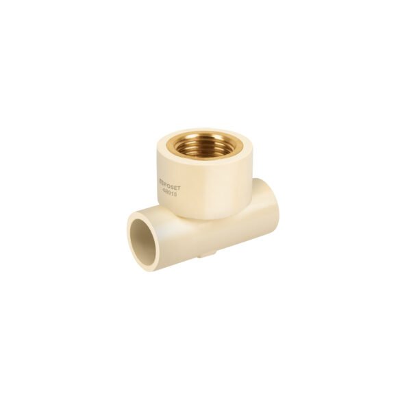 Tee reducida hembra de CPVC 3/4 x 3/4 x 1/2 inserto latón 48915
