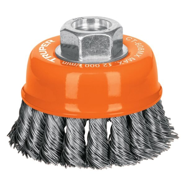 Carda copa 3 alambre trenzado grueso eje M14 Truper 17530